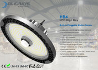 200W HB4 Pluggable Motion Sensor UFO High Bay 160LPW Efisiensi Meanwell HBG ELG HLG Driver Opsional Garansi 5 Tahun