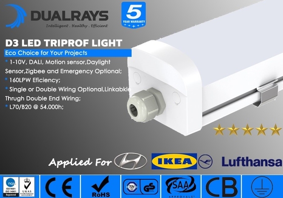 20W Triproof LED Tube Light 5ft White PC Cover Indoor Lighting Untuk Proyek Anda