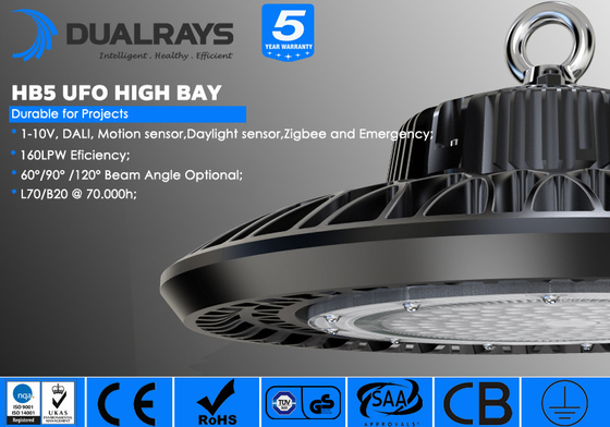 2020 Pabrik UFO High Bay Light IP65 Garansi 5 Tahun Dukungan Pengemudi Dan Perumahan Terpisah