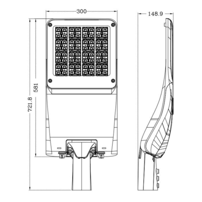 IP66 Waterproof LED Street Light Lumen Tinggi Dengan Kontroler Peredupan Cerdas