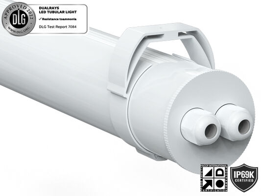 IP69K IK10 TB7 LED Tubular Light Anto-UV Amonia Untuk Pabrik Pengolahan Makanan dengan perubahan 3 fase