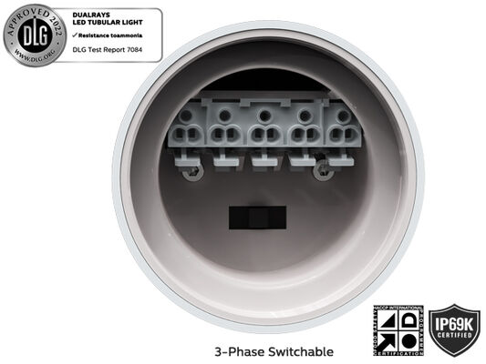 Lampu Tubular LED TB7 1.2m 40W 130LPW Anto-UV Amonia Untuk Peternakan Sakelar DIP Daya dan 3CCT