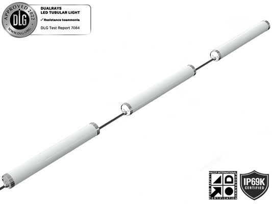 Lampu Tubular LED TB6 IP69K PMMA IK08 Anti-Amonia/UV /PC IK10 Perlindungan Anti-UV