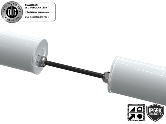 0.6m 20W IP69K IK10 TB7 LED Tubular Light dengan 3 atau 5 kabel-through dihubungkan DIP switchable power/3CCT/3-phase changing