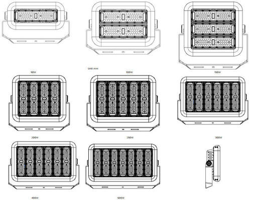400W SPL4 Modular LED lampu olahraga untuk 800W Metal Halide Penggantian dengan berbagai optik pencahayaan olahraga profesional dan kontrol nirkabel Zigbee cerdas