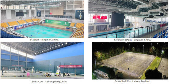 500W Modular LED Sport Light dengan Zigbee Wireless Control dan IP66 Rating untuk Olahraga Luar Ruangan