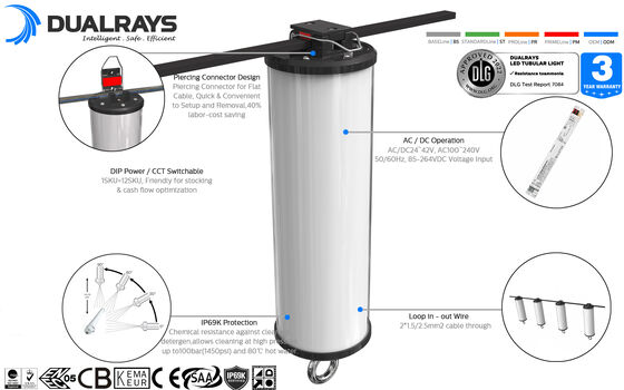 Dualrays D2 Series 50W Outdoor dan Indoor LED Tri Proof LED Batten Light Panjang 160LMW 5 kaki