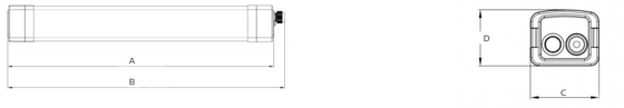 Tri Proof Light 2ft 20W 160LPW Efisiensi 5 Tahun Garansi Stasiun Bus Kereta Dan Kantor