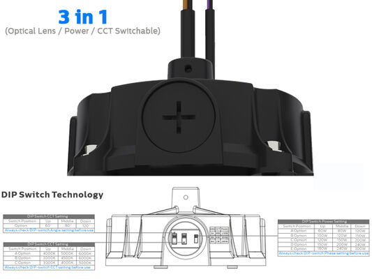 DUALRAYS LIGHTING HB5 All-in-One 240W LED UFO High Bay Light 3 CCT &amp; Watt IP65 Dapat Disesuaikan 0-10V Lampu Gudang Dapat Diredupkan dengan Sensor Plug-and-Play