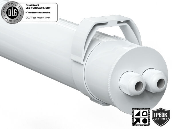 IP69K IP66 TB7 Super LED Tubular Light dengan DIP Switchable Power/3CCT/3-phase Efficiency 160LPW