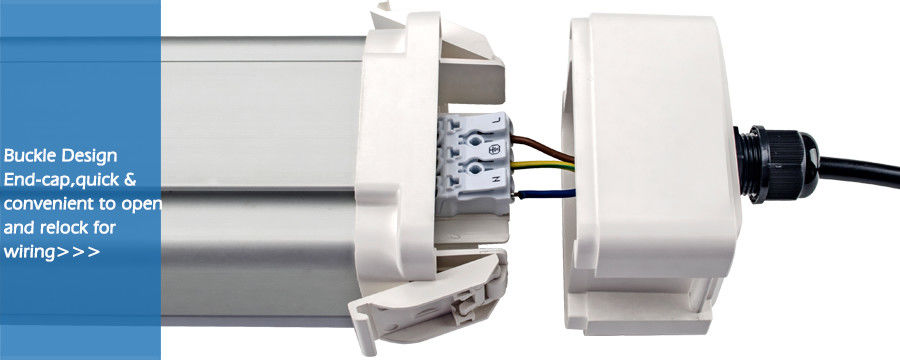 DUALRAYS D5 LED Vapor Proof Light Fittings dengan Desain Gesper Tutup ujung Cepat Nyaman untuk Dibuka dan Dikunci Kembali untuk Pengkabelan