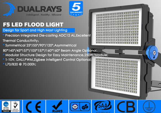 1000W Modular LED Flood Light Perlindungan Lingkungan Garansi 5 Tahun Untuk Tempat Umum